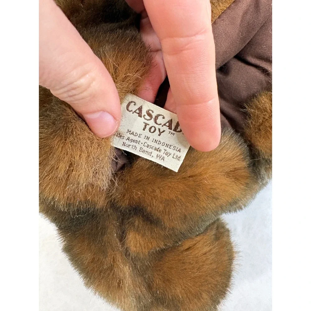 Vintage Cascade Toy Brown Grizzly Bear Hand Puppet Plush Faux Fur Stuffed Animal